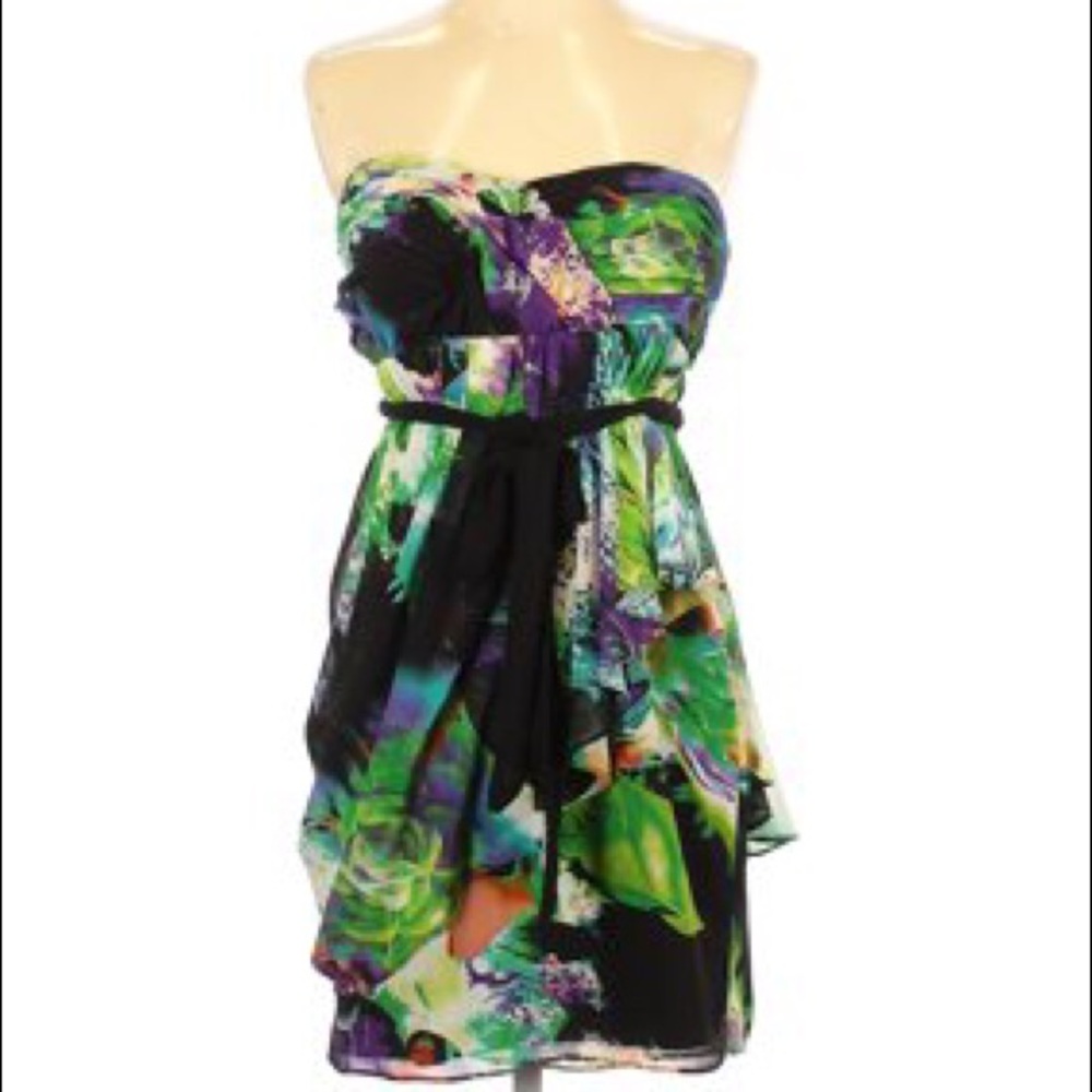 Arden B. strapless print dress